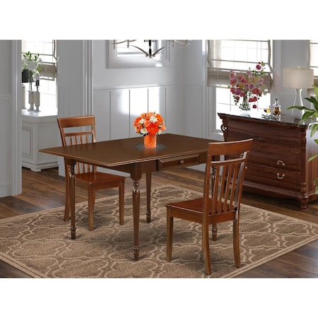 East West Furniture 3 Piece Monza Dining Room Table Set - Mahogany MZCA3-MAH-W